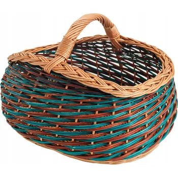 Piknikový koš Proutěný koš na nákupy, piknik, houby – velký, krásný, proplétaný, zelený