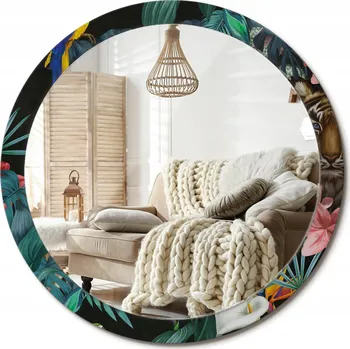 Zrcadlo Zrcadlo na zeď s grafikou na skle Džungle vintage Velké fi 100 cm