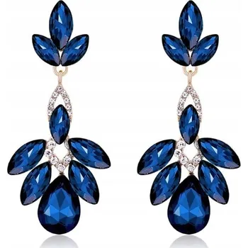 Náušnice Modré dlouhé Náušnice křišťály zirkony