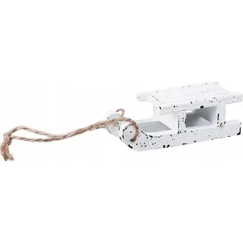 Vánoční ozdoba VÁNOČNÍ OZDOBA - SÁNĚ, dřevěné, bílé