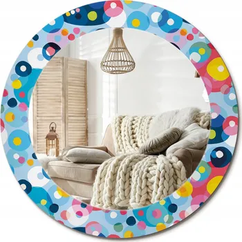 Zrcadlo Kulaté nástěnné dekorativní zrcadlo v skleněném rámu Barevná kola průměr 60 cm