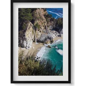 Obraz Obraz s černým rámem a grafikou na zeď Útes z ptačí perspektivy příroda 50x70 cm