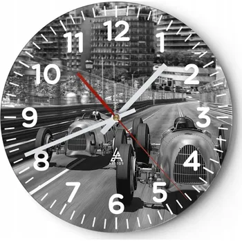 Hodiny Kuchyňské nástěnné hodiny 30x30 Motorismus Moderní skleněné hodiny Tiché