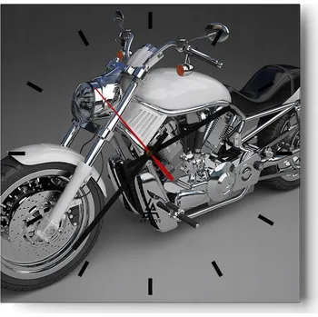 Hodiny Velké nástěnné hodiny na zeď 40x40 Motorismus Skleněné hodiny Tiché