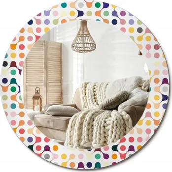 Zrcadlo Kulaté nástěnné dekorativní zrcadlo v rámu ze skla s motivem Pop Art puntíků, průměr 60 cm