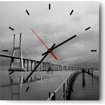 Hodiny Velké nástěnné hodiny na zeď 40x40 Most Skleněné hodiny Čtvercové Tiché