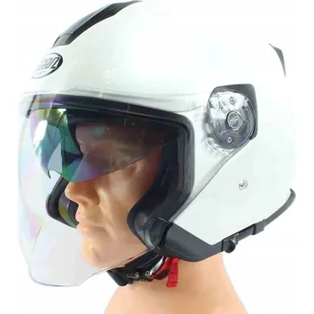 Helma na motorku MOTOCYKLOVÁ PŘILBA OTEVŘENÁ JET VCAN H586 BÍLÁ LESKLÁ S SKÚTR MOTOCYKL