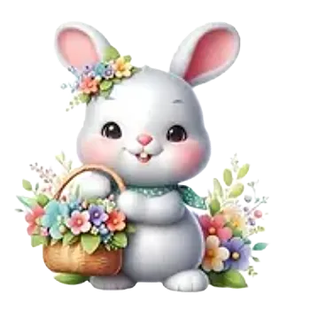 Nažehlovací obrázek - zaječice s košíkem (9,0 x 8,4 cm)