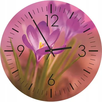 Hodiny Nástěnné hodiny KULATÝ Foto-obraz 40cm Kvetoucí krokus