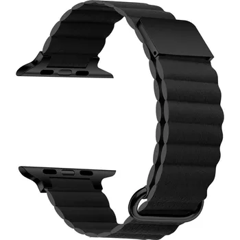 Řemínek na hodinky AW Prémiový kožený magnetický loop na Apple Watch - Černý Šířka uchycení řemínku: 38/40/41/42mm, Barva: Černý IR-PKML002