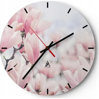 Hodiny Nástěnné hodiny do kuchyně 30x30 Magnolie Skleněné hodiny do obýváku Loft Tiché