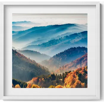 Obraz Moderní nástěnná dekorace obraz v bílém rámu Horská krajina 50x50 cm