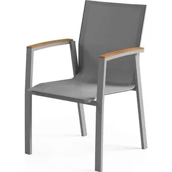 Zahradní sestava Zumm Garden Furniture® Zahradní hliníková židle leon teak šedá