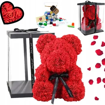 Obraz MEDVÍDEK Z RŮŽÍ VELKÝ 40 CM XXL - NEOBVYKLÝ DÁREK NA VALENTÝNA, RUČNÍ PRÁCE