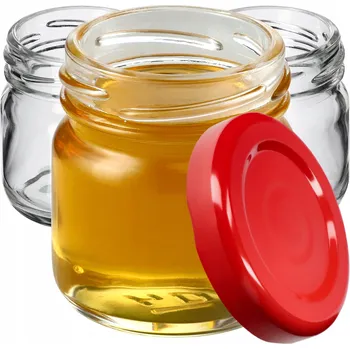 Zavařovací sklenice 100x ZAVAŘOVACÍ SKLENICE 40 ml + ŠROUBOVACÍ VÍČKO FI43 NA KOŘENÍ MED