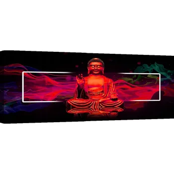 Obraz OBRAZ NA PLÁTNĚ Červený Buddha abstrakce CANVAS 90x30