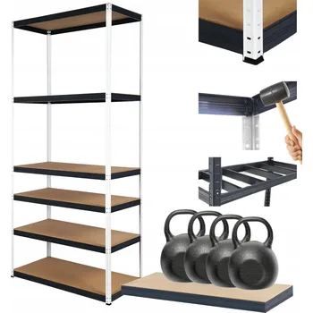 Dílenský regál Kovový regál do skladu HELIOS 213x75x35cm, 6 polic, nosnost 400kg - ROBUSTNÍ