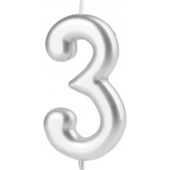 Dortová svíčka Svíčka PartyPal číslice 3 stříbrná