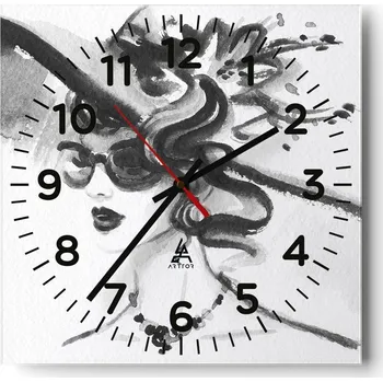 Hodiny Kuchyňské nástěnné hodiny 30x30 Žena Skleněné hodiny do obýváku Moderní Tiché