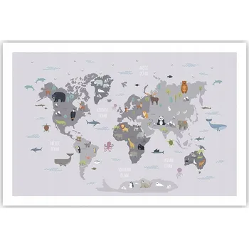 Obraz Obraz plakát do obýváku, ložnice 91x61 mapa světa foto na zeď bez rámu