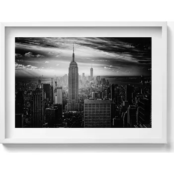 Obraz Dekorativní nástěnný obraz s rámem a grafikou loft - Budovy New Yorku 70x50 cm