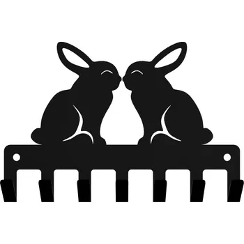 Věšák Věšák na klíče KRÁLÍČCI Zajíčci loft černý