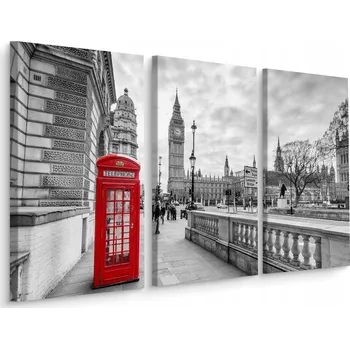 Obraz Obraz TRYPTYCH Červená Telefonní Budka LONDÝN 3D 120x80