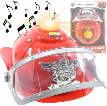 Hra na policii a hasiče KASK STRAŻACKI SE SVĚTELNÝMI ZVUKOVÝMI EFEKTY HELMA MALÝ HASIČ