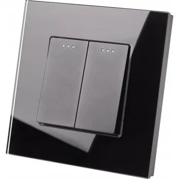 vypínač Dvojitý nástěnný vypínač světla černý s rámečkem LUUNA