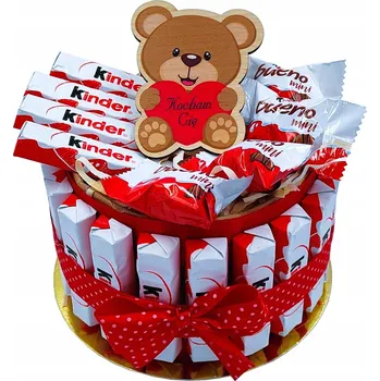 Obraz Dort ze sladkostí Kinder, dárkový koš 15 cm