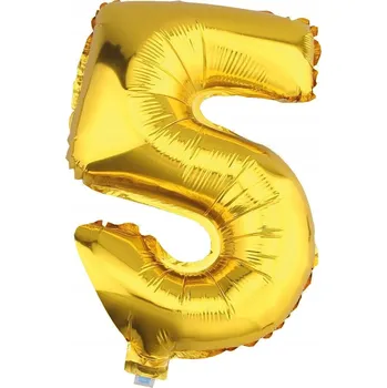 Balónek Fóliový balónek zlatý ČÍSLICE 5, 100 cm - narozeniny, oslavy