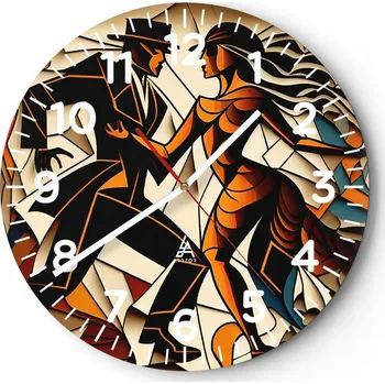 Hodiny Kuchyňské nástěnné hodiny 30x30 Kubismus Moderní skleněné hodiny do obýváku Tiché