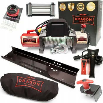 lanový naviják Elektrický naviják Dragon Winch 12000 lb 24V s ocelovým lanem - sada