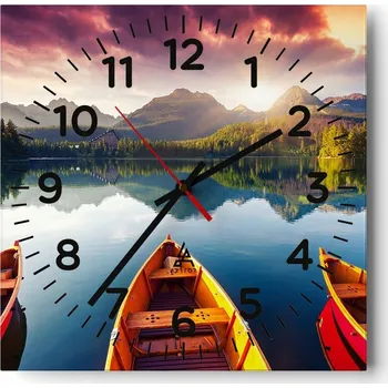 Hodiny Kuchyňské nástěnné hodiny 30x30 Krajina Skleněné hodiny do obýváku Moderní Tiché