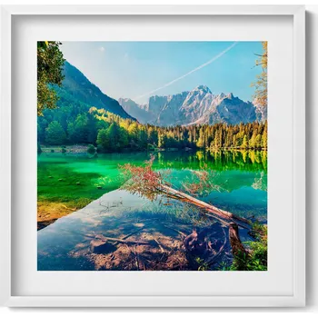 Obraz Moderní nástěnná dekorace Krajina horského jezera mezi stromy 50x50 cm