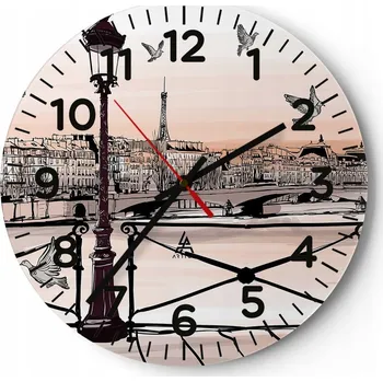 Hodiny Kuchyňské nástěnné hodiny 30x30 Architektura Moderní skleněné hodiny Tiché