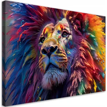 Obraz OBRAZ NA PLÁTNĚ Neonový Lev Afrika AI 60x40