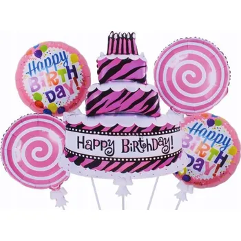 Balónek Sada balónků s dortem Všechno nejlepší k narozeninám fólie__Z16