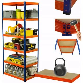 Dílenský regál Kovový regál skladový stojan HELIOS 213x75x40cm 6 polic x 175kg ZÁTĚŽ