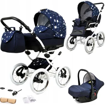 Kočárek Kočárek 3v1 BabyLux MARGARET WHITE - sportovní kočárek, hluboká korba, autosedačka