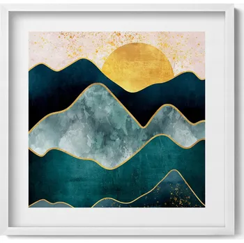 Obraz Obraz v bílém rámu, dekorace na zeď - Abstraktní horská krajina 50x50 cm