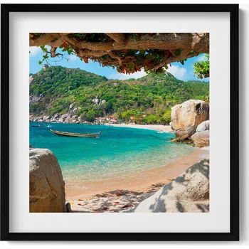 Obraz Obraz v černém rámu do obýváku Pohled na moře Koh Tao Thajsko 50x50 cm