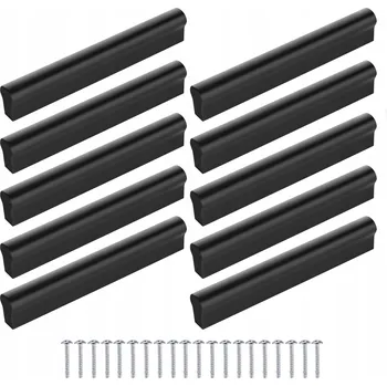 10 Ks Nábytková úchytka matně černé 96 mm 128 mm + vruty