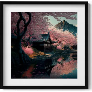 Obraz Dekorativní obraz v rámu do obýváku Krásná asijská višňový květ 50x50 cm