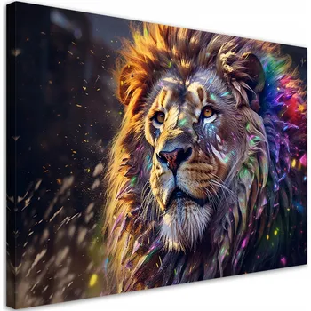 Obraz OBRAZ NA PLÁTNĚ Lev Zvíře Abstrakce 90x60