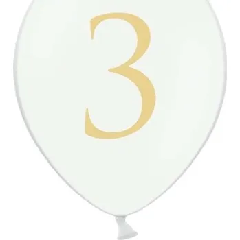 Balónek Balónky Partydeco Pastel Pure White s číslicí 3 30 cm, 50 kusů