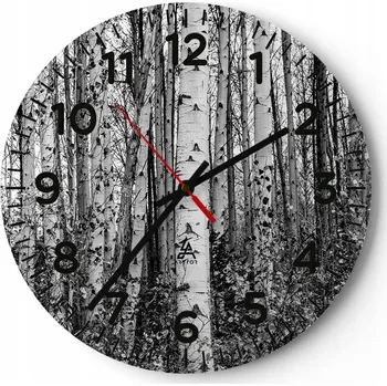Hodiny Kuchyňské nástěnné hodiny 30x30 Les Moderní skleněné hodiny do obýváku Tiché