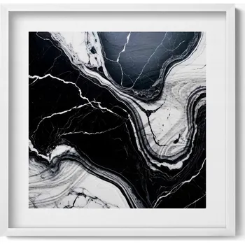 Obraz Dekorativní nástěnný obraz s grafikou v bílém rámu Kamenná textura 50x50 cm