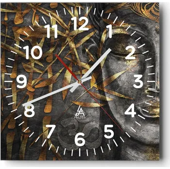 Hodiny Kuchyňské nástěnné hodiny 30x30 Buddha Skleněné hodiny do obýváku Moderní Tiché