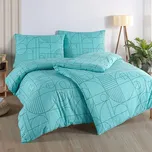 Povlečení GEO AQUATIC AWE, geometrický vzor, tyrkysově modré, bavlna hladká, 140x200cm + 70x90cm